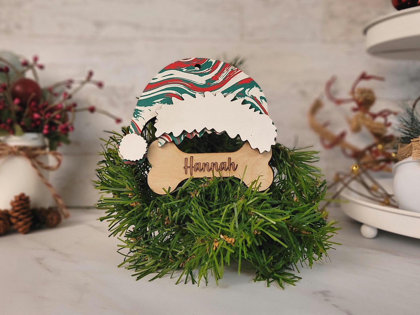 Dog Stocking tag, Custom and personalized Engraved name, laser cut pet lover Christmas gift.
