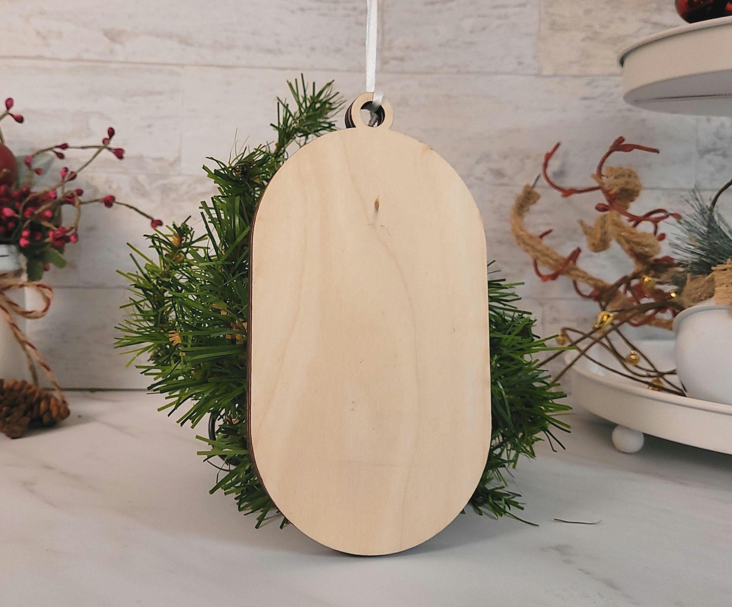 O Holy Night nativity ornament, layered wood laser cut decor, Christian Christmas ornament gift