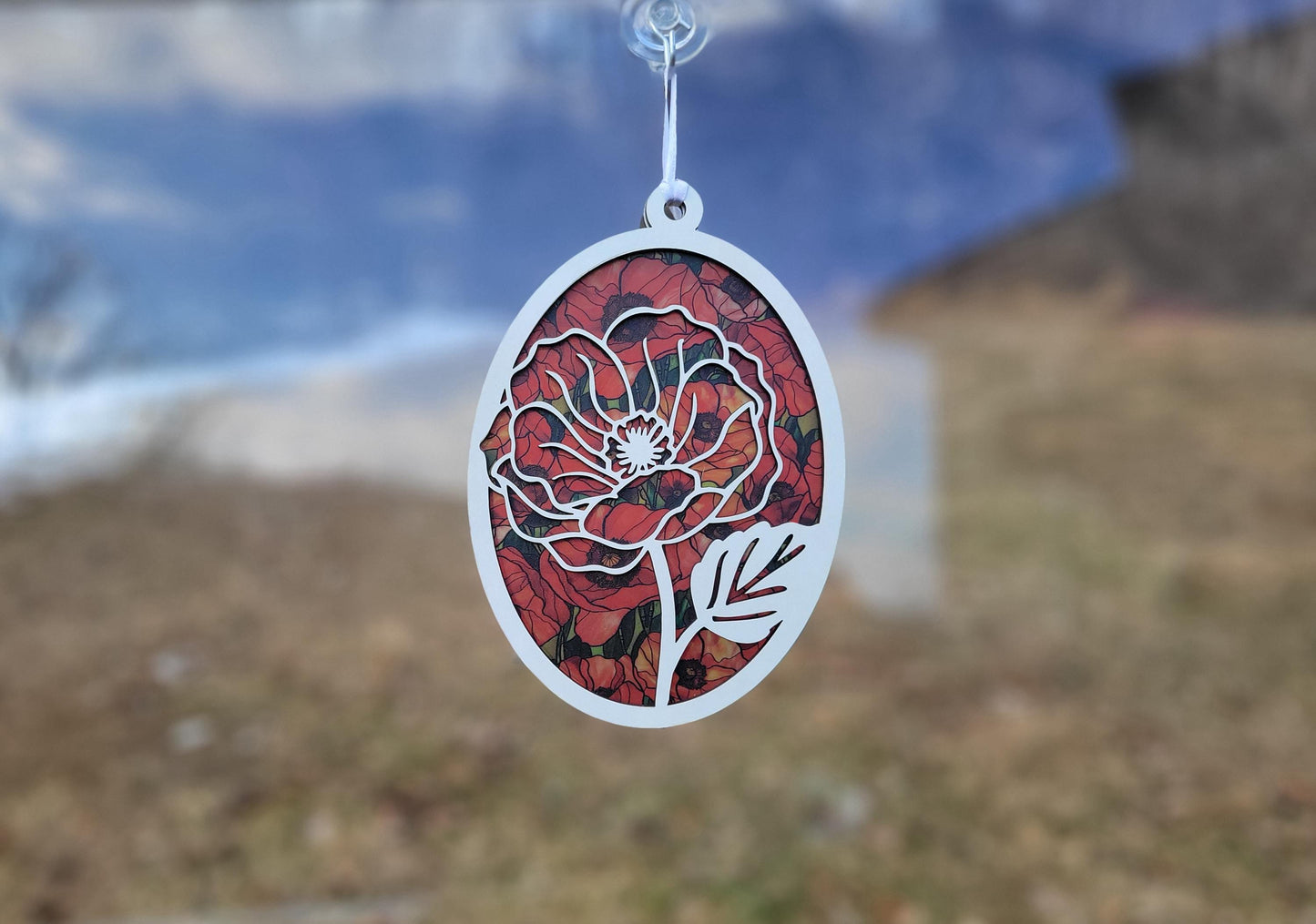 Poppy Flower Suncatcher SVG, Laser ready SVG file instant Digital download.