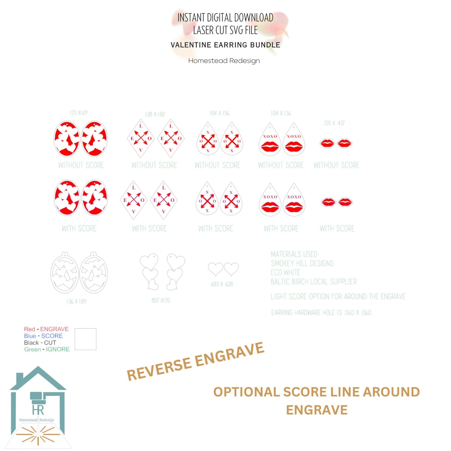 Valentine love Earring bundle, laser cut and ready file, SVG Instant digital download.