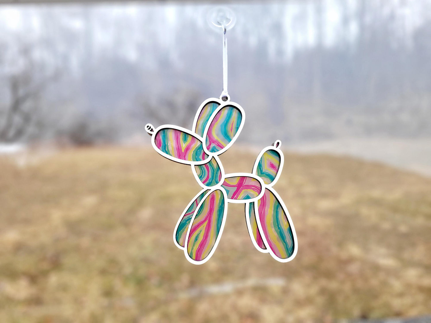 Balloon Dog window suncatcher laser ready cut file, SVG Instant digital download. 2 styles included basic and inlay. Clowncore, kidcore.