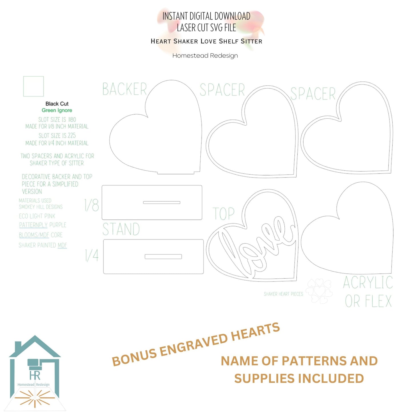 Love Heart Shaker, layered Shelf sitter. Laser Ready Valentine's day decor SVG Instant digital download.