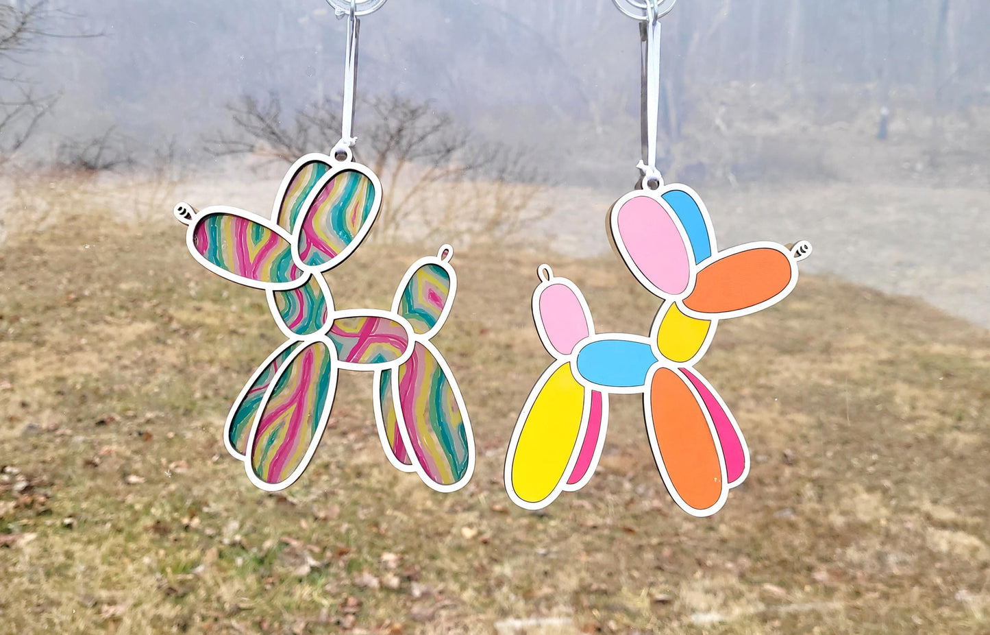 Balloon Dog window suncatcher laser ready cut file, SVG Instant digital download. 2 styles included basic and inlay. Clowncore, kidcore.