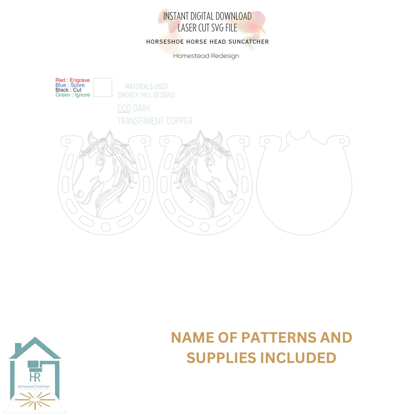 Horseshoe Horse head sun catcher. Laser ready cut file, unlimited Commerical use SVG Instant digital download.