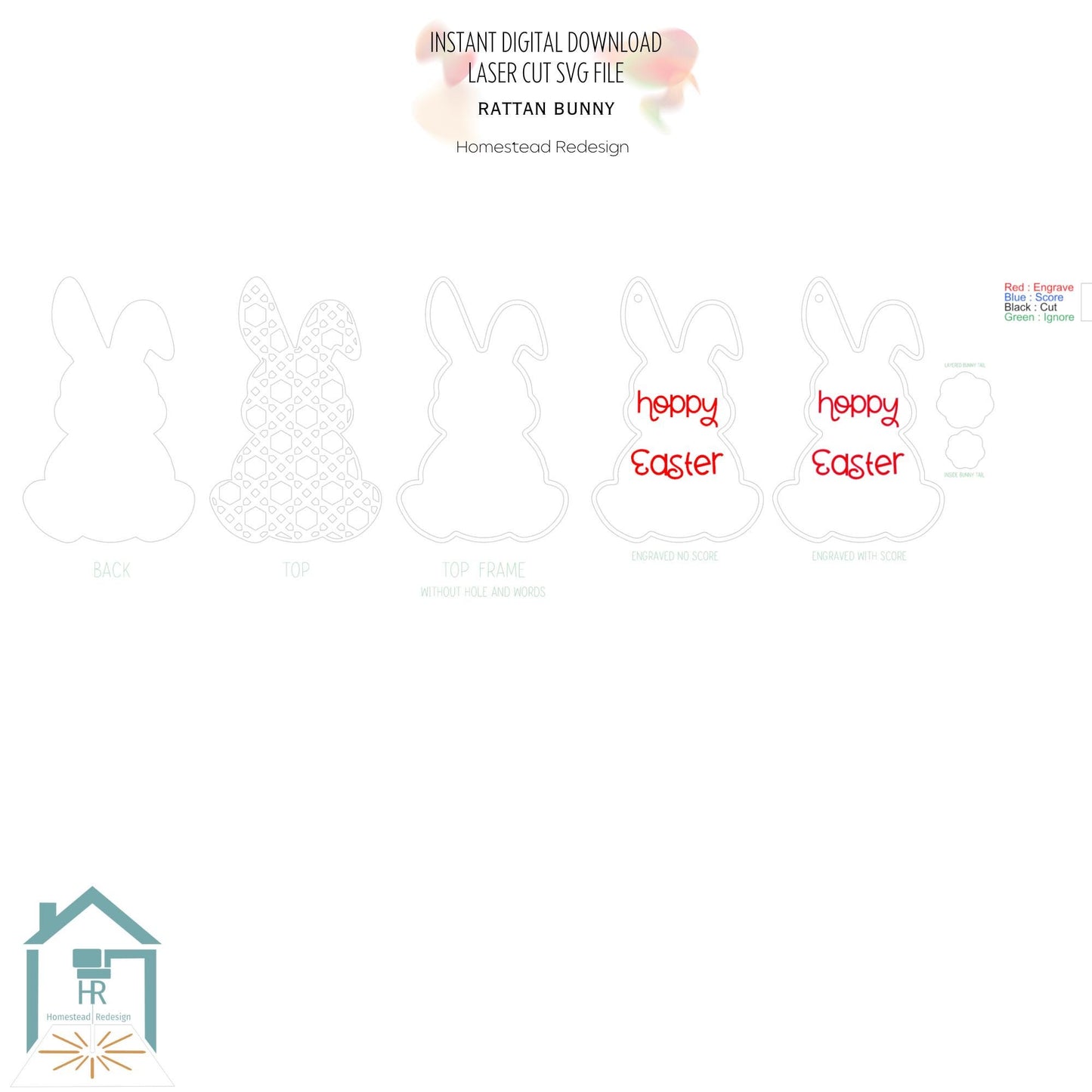 Rattan Easter Bunny SVG, laser ready, cut file, Instant digital download.