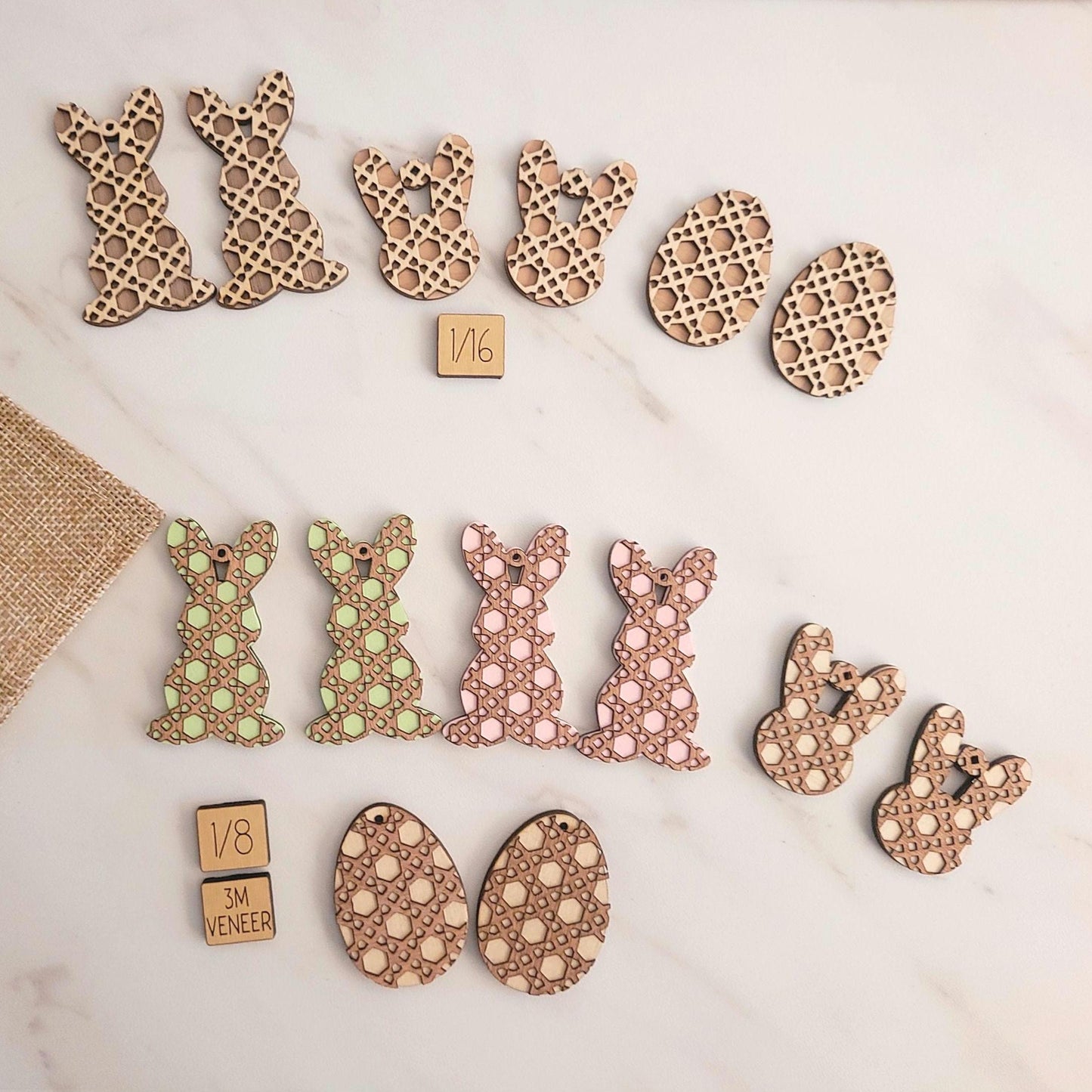 Rattan Pattern layered Easter Earring set. Laser ready cut file, SVG Instant digital download, small business commercial use.