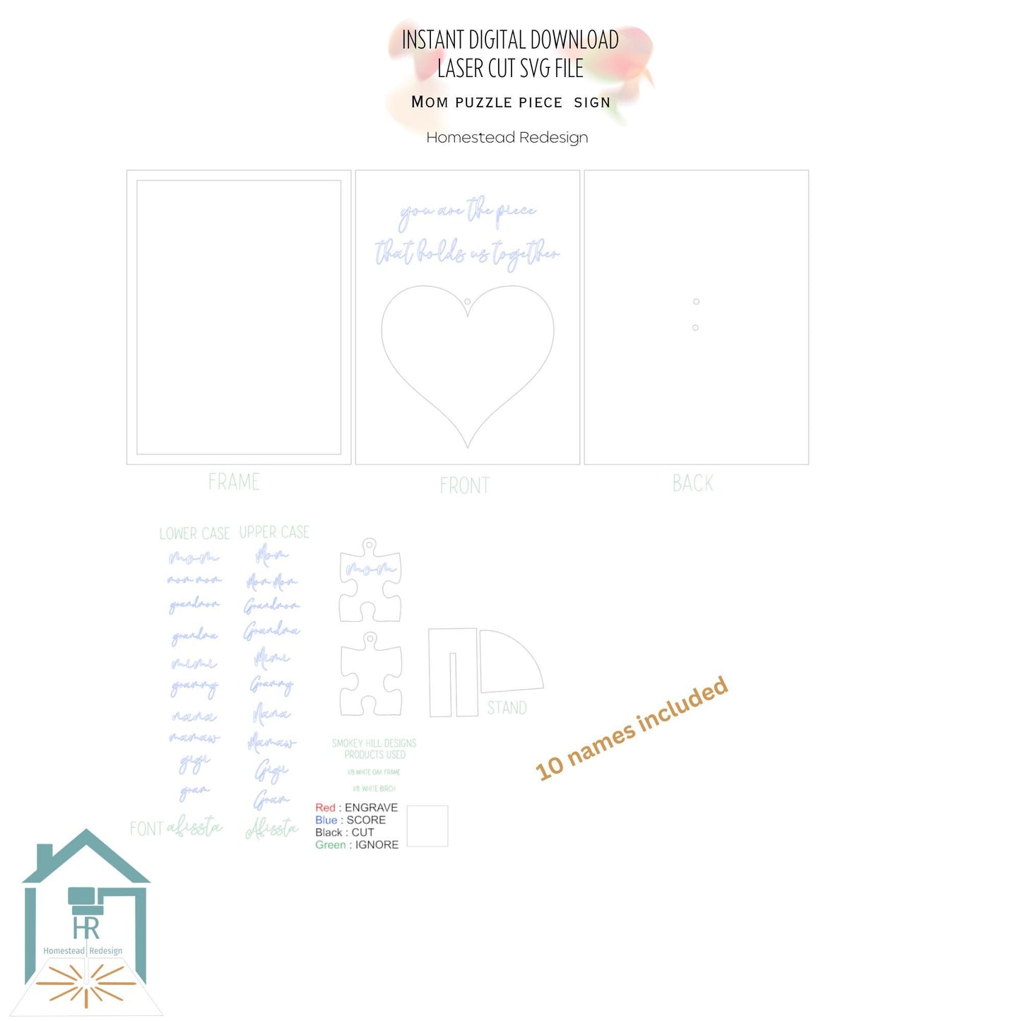Mother's Day Puzzle piece sign, Gift for her Laser ready cut file, SVG Instant digital download, small business commercial use.