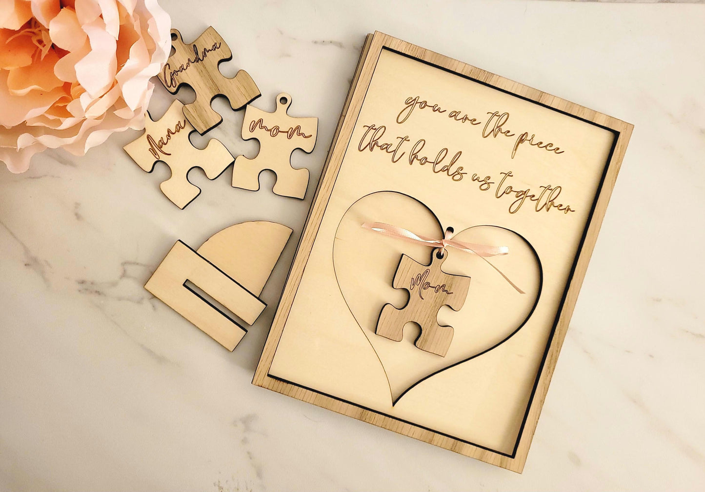 Mother's Day Puzzle piece sign, Gift for her Laser ready cut file, SVG Instant digital download, small business commercial use.