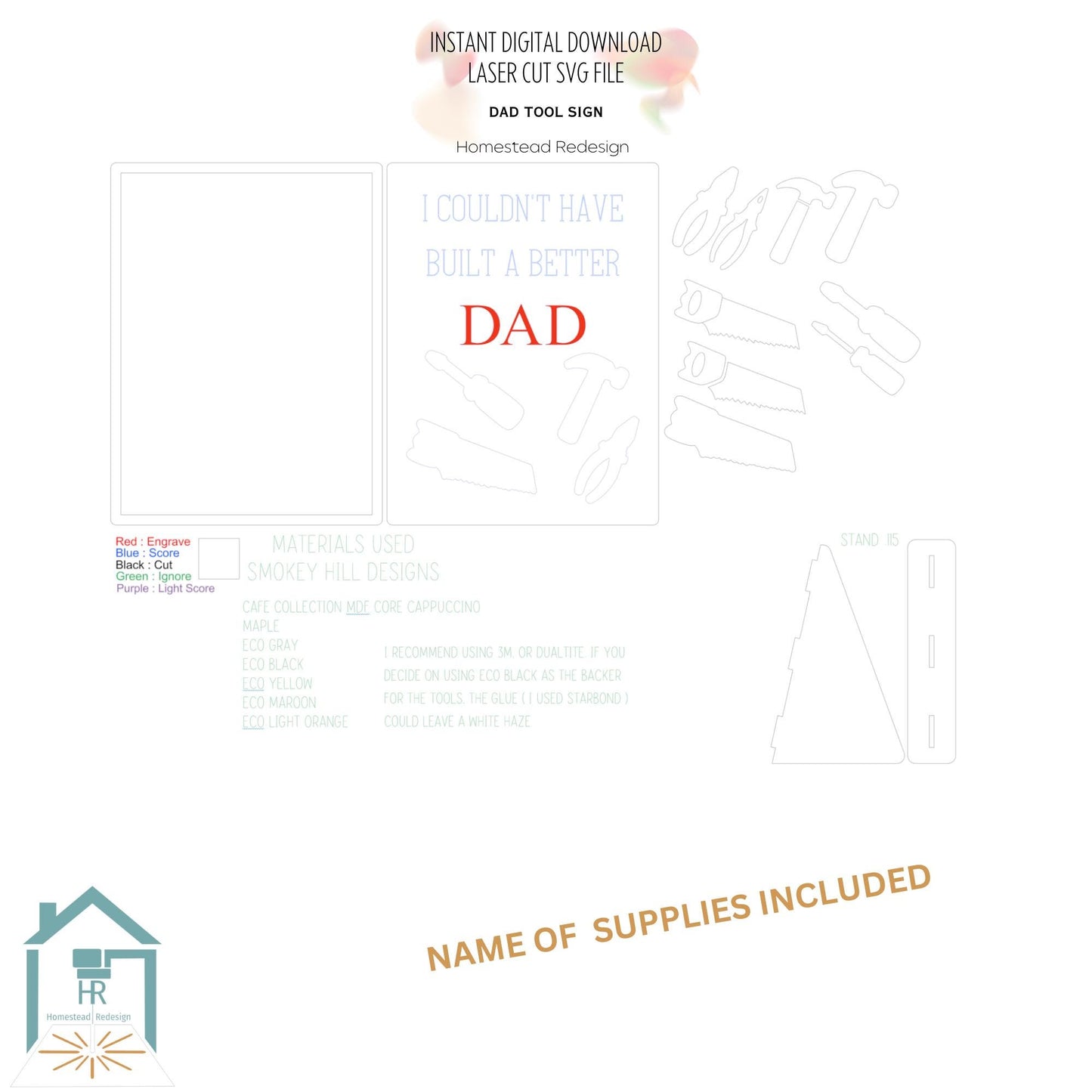 Father's Day Tool sign, Gift for him Laser ready cut file, SVG Instant digital download, small business commercial use.