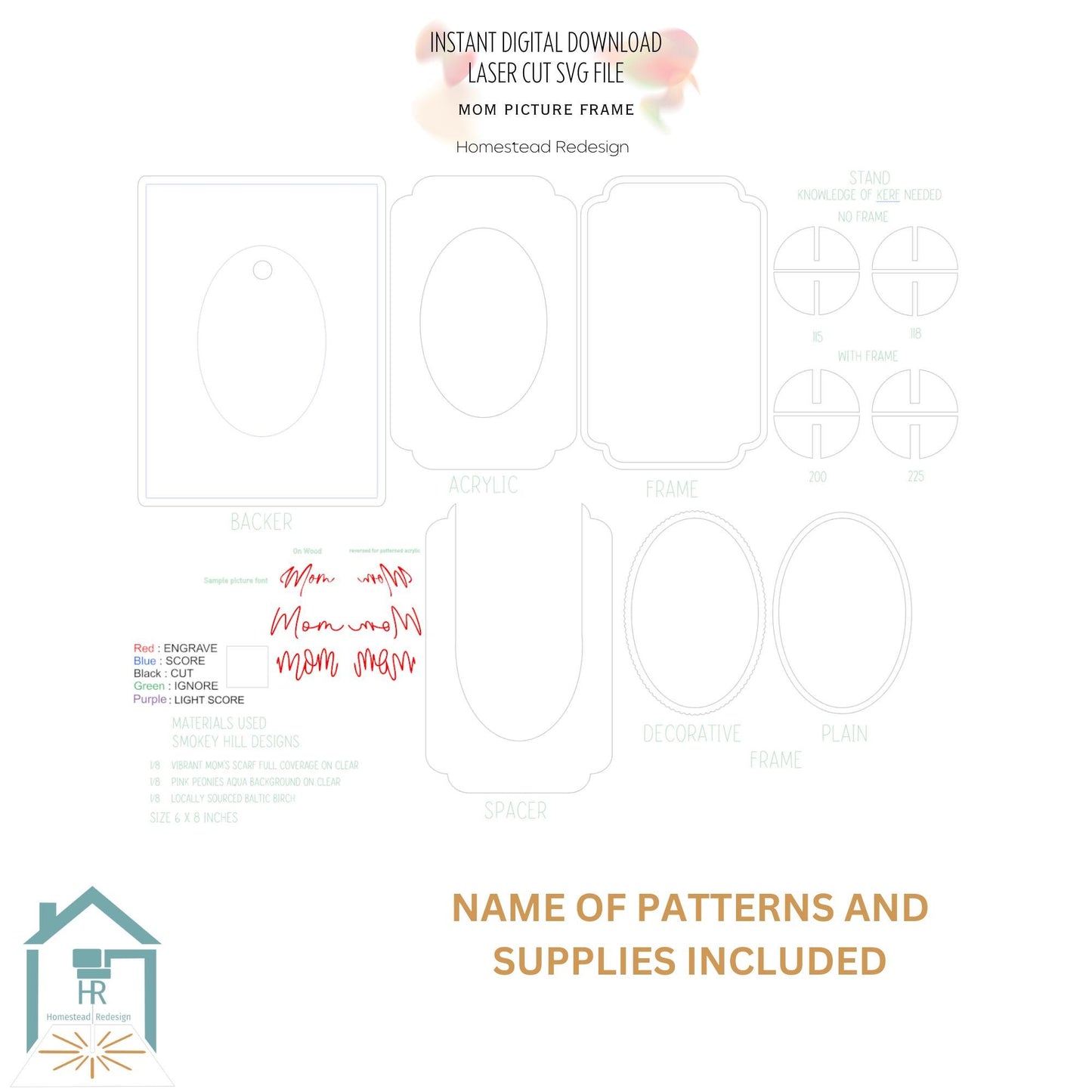 Mother's Day Picture frame sign, Gift for her Laser ready cut file, SVG Instant digital download, small business commercial use.