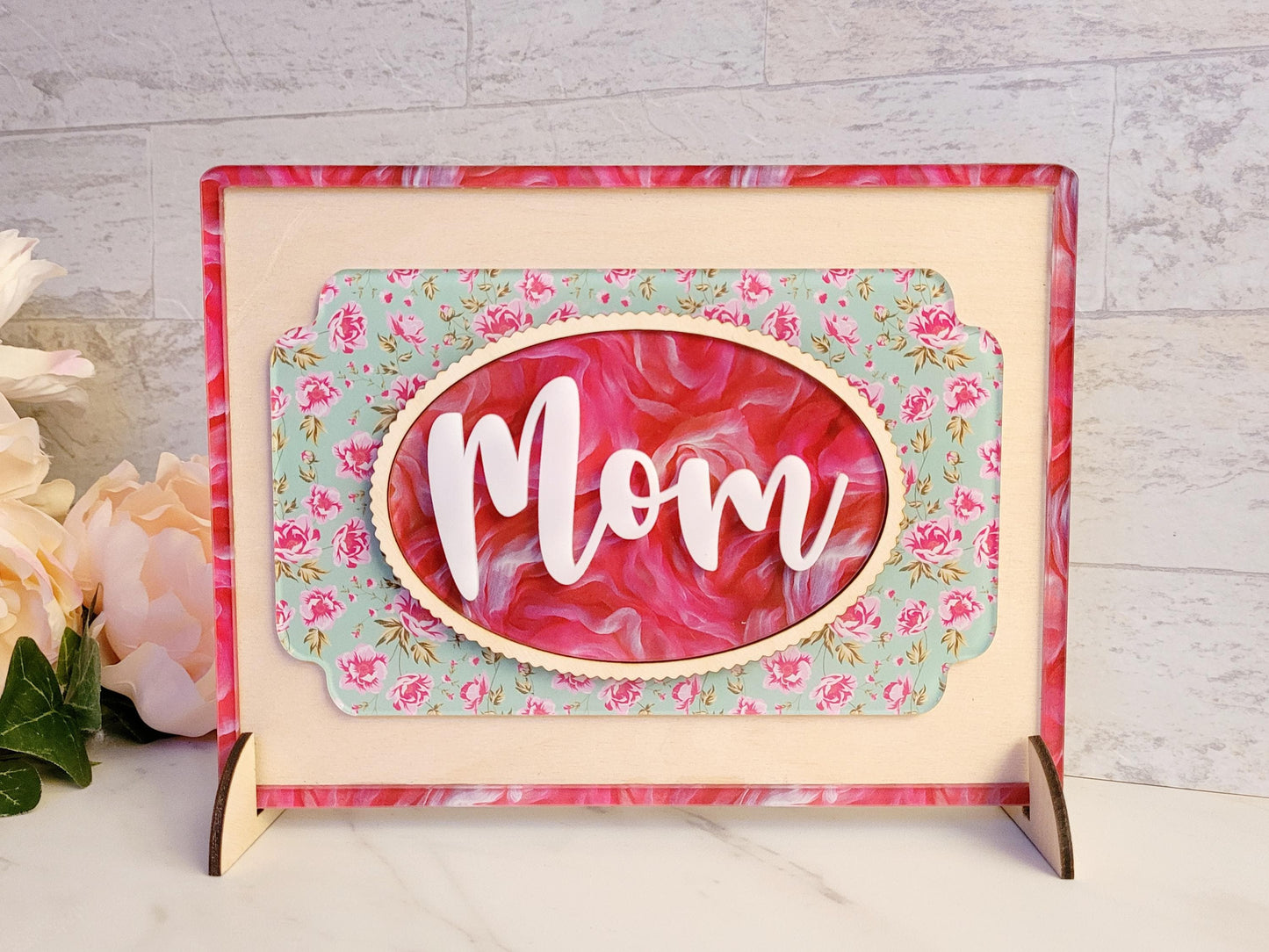 Mother's Day frame sign, Mom decorative plaque Gift for her Laser ready cut file, SVG Instant digital download, small business use .