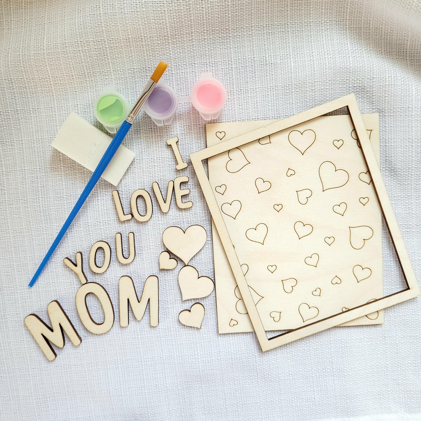 Diy kid's craft kit, score pattern I love you sign, Gift for mom, dad. Laser ready cut file, SVG Instant digital download.