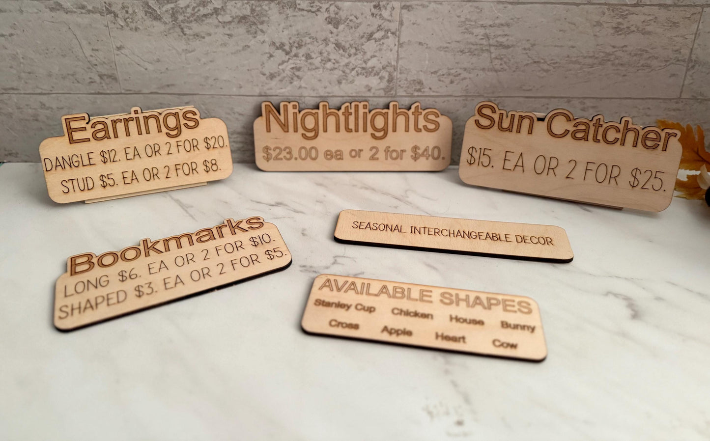 Signage for craft fair vendor booths, Bookmark, Nightlights, Earrings, Suncatcher, Blank Laser ready cut file, SVG Instant digital download.