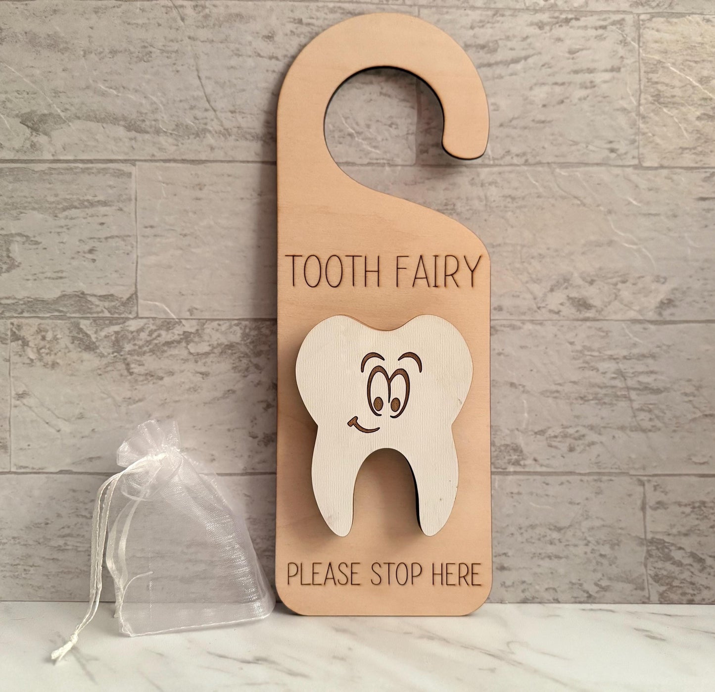 Tooth Fairy door knob hanger, Laser ready cut file, SVG Instant digital download, small business commercial use.