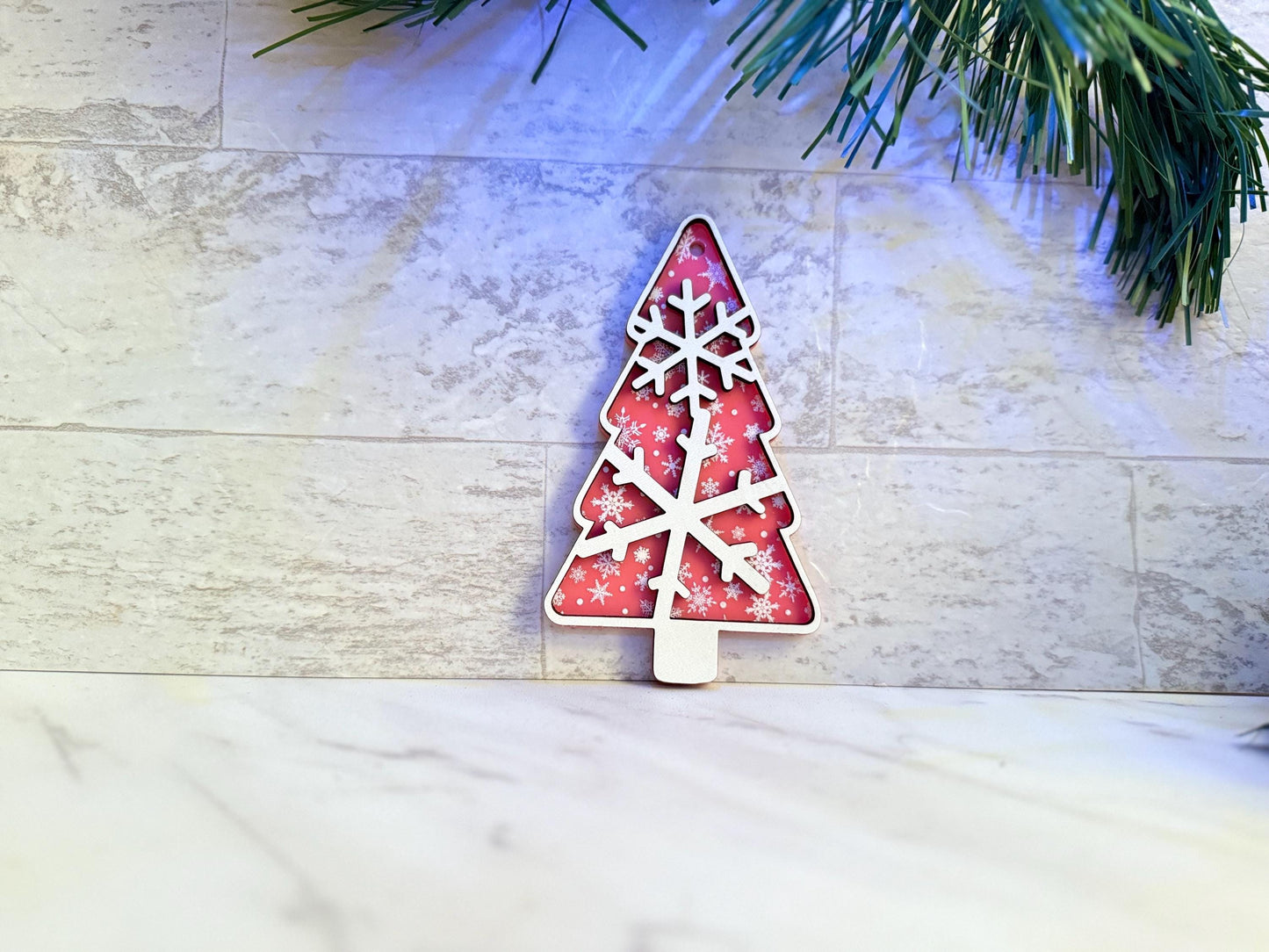 Snowflake tree ornament, Pink Christmas, one available, Product sample, one of a kind laser cut decor.