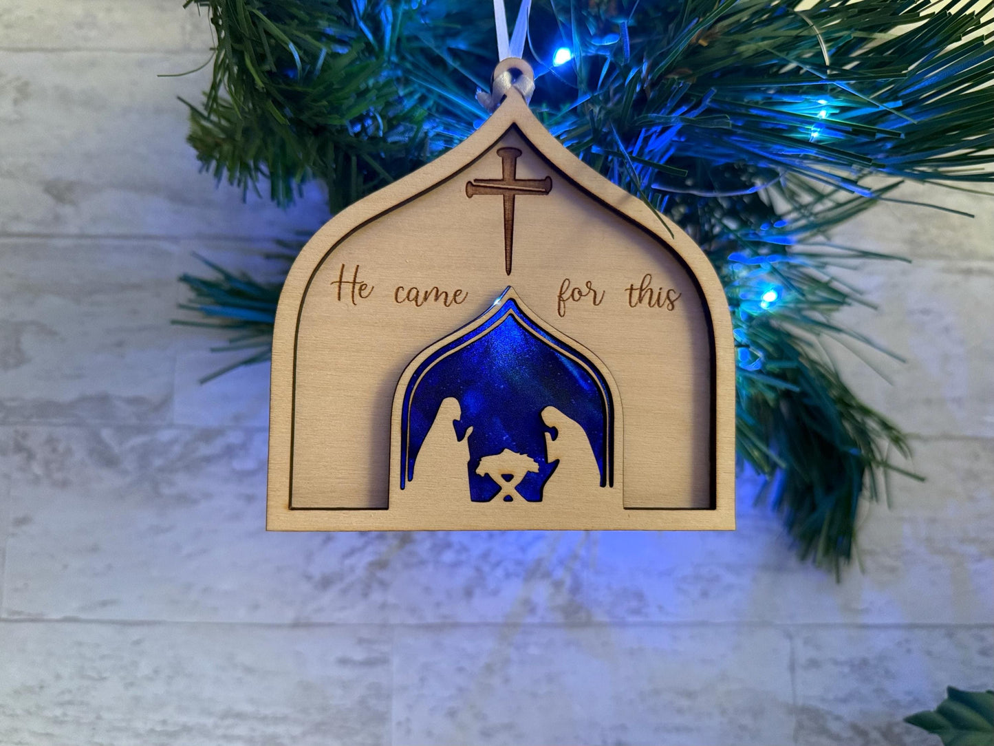 Christmas Nativity Cross Ornament, Scripture, Christian Jesus is savior, gift laser ready cut file, SVG commercial Instant digital download.