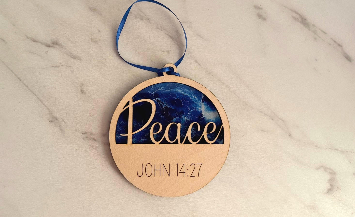 Perfect Peace Ornament, John 14:27 laser cut Christmas ornament. Religious, Christian Holiday gift.