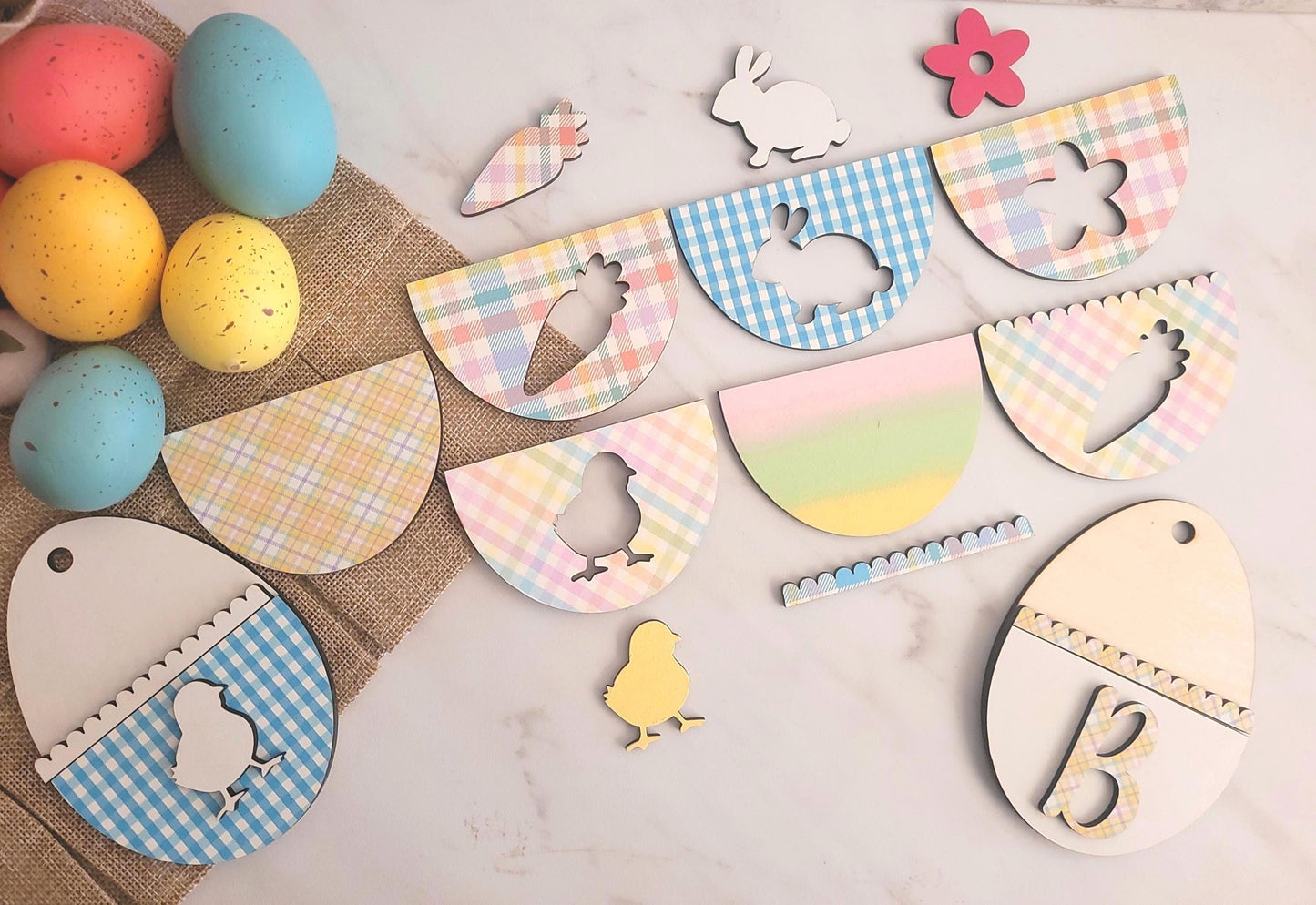Layered Easter Egg cutout Tag set. Laser ready cut file, SVG Instant digital download, small business commercial use.