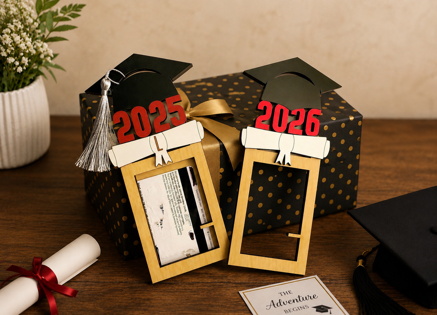 Gift card, picture frame for 2026 graduate, Gift for graduation, for years 2025-2029.  Laser ready cut file, SVG Instant digital download.