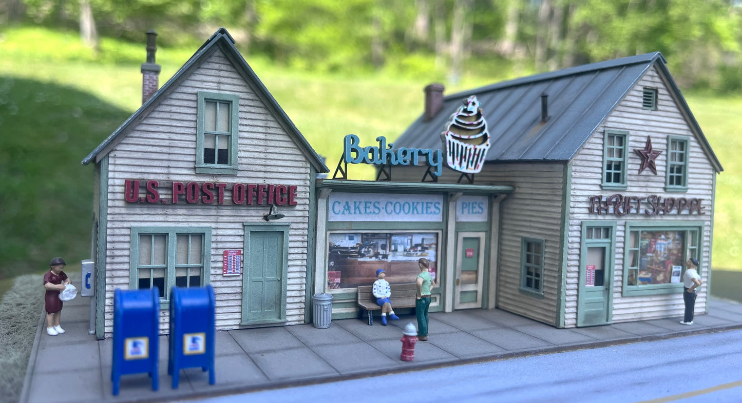 HO Scale Laser Cut Model Building Kit -  Thrift Shoppe, Bakery & Post Office