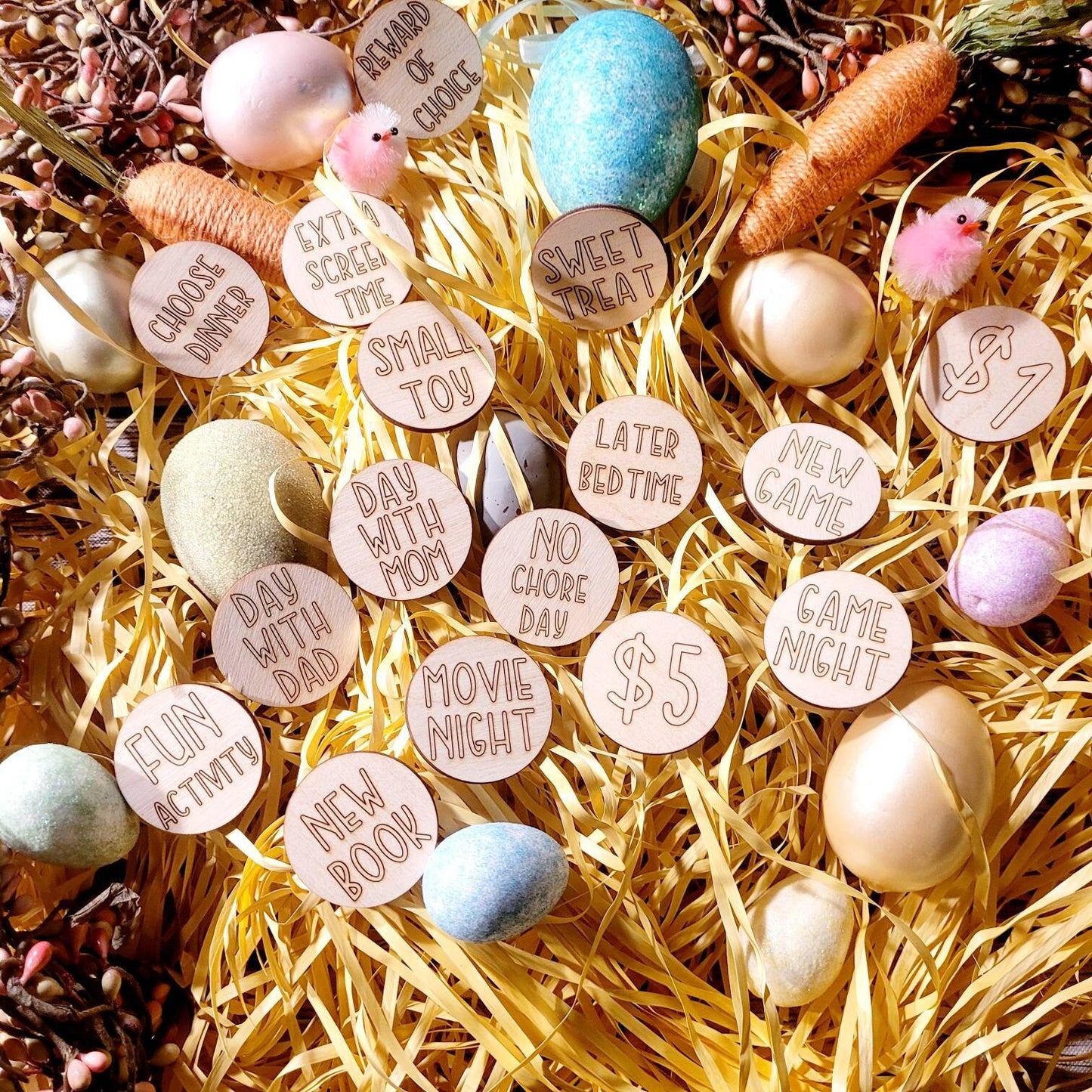 Easter Egg Tokens, Easter egg hunt tokens for kids activities. Kids reward tokens.