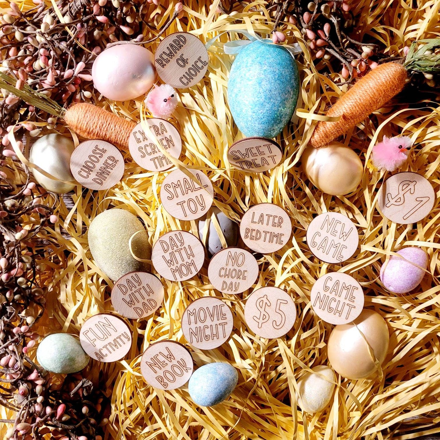 Easter Egg Tokens, Easter egg hunt tokens for kids activities. Kids reward tokens.