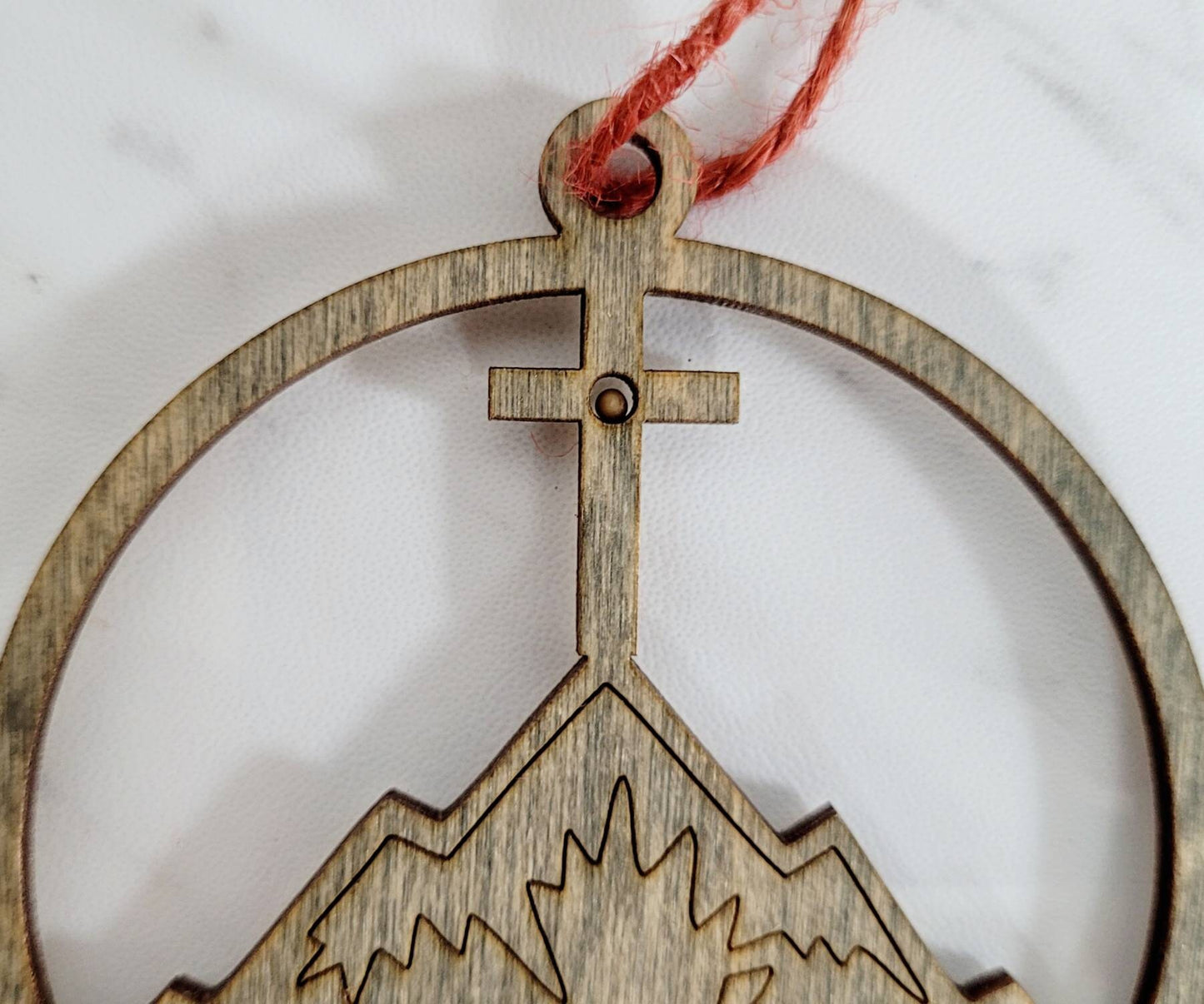 Faith can move mountains mustard seed ornament, Matthew 17:20, Christian, faith based religious laser cut tree decor.