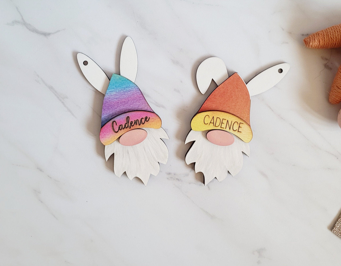 Bunny gnome Easter basket gift tag, Personalized and customizable hat.