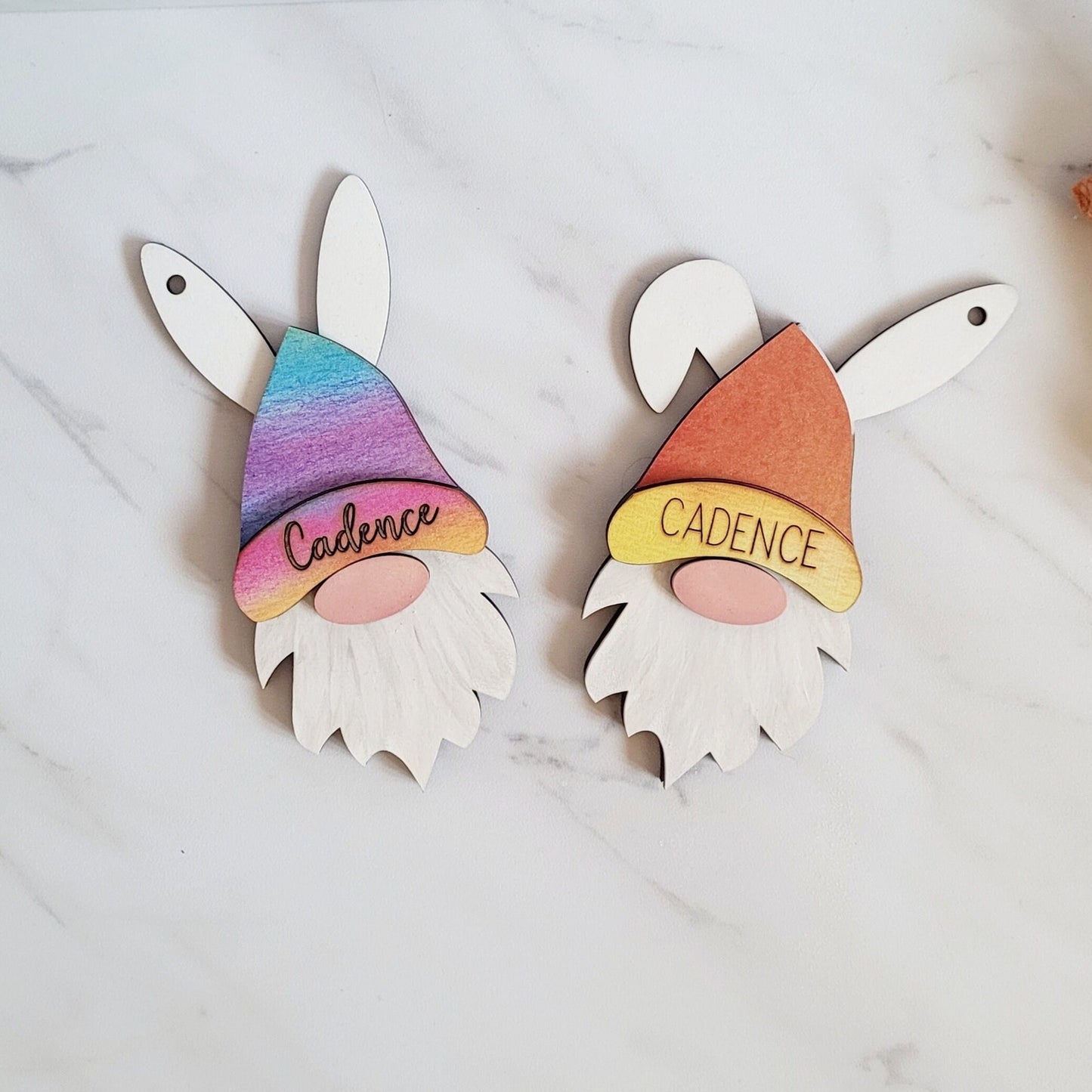 Bunny gnome Easter basket gift tag, Personalized and customizable hat.