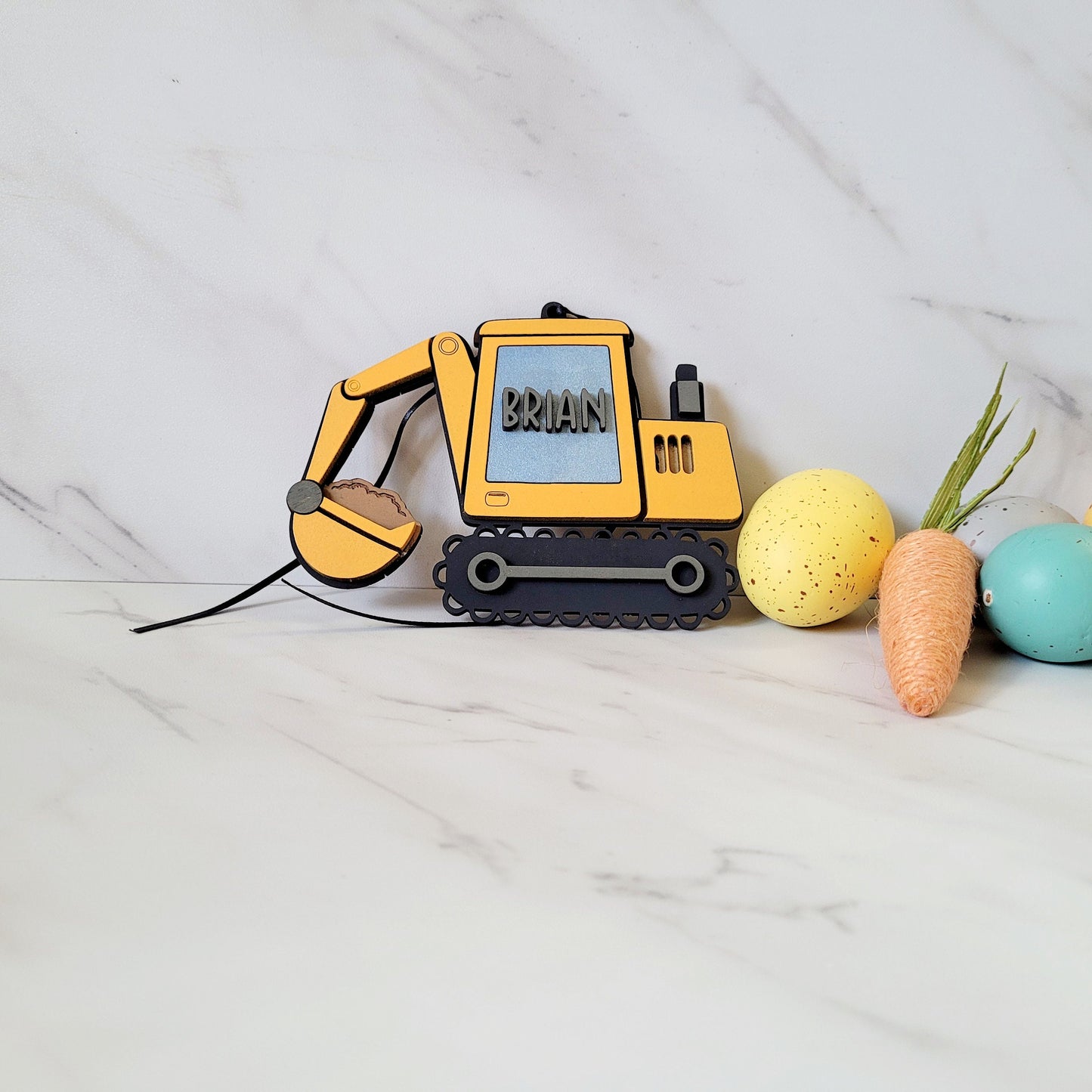Excavator Easter basket name tag, Easter gift for boy.
