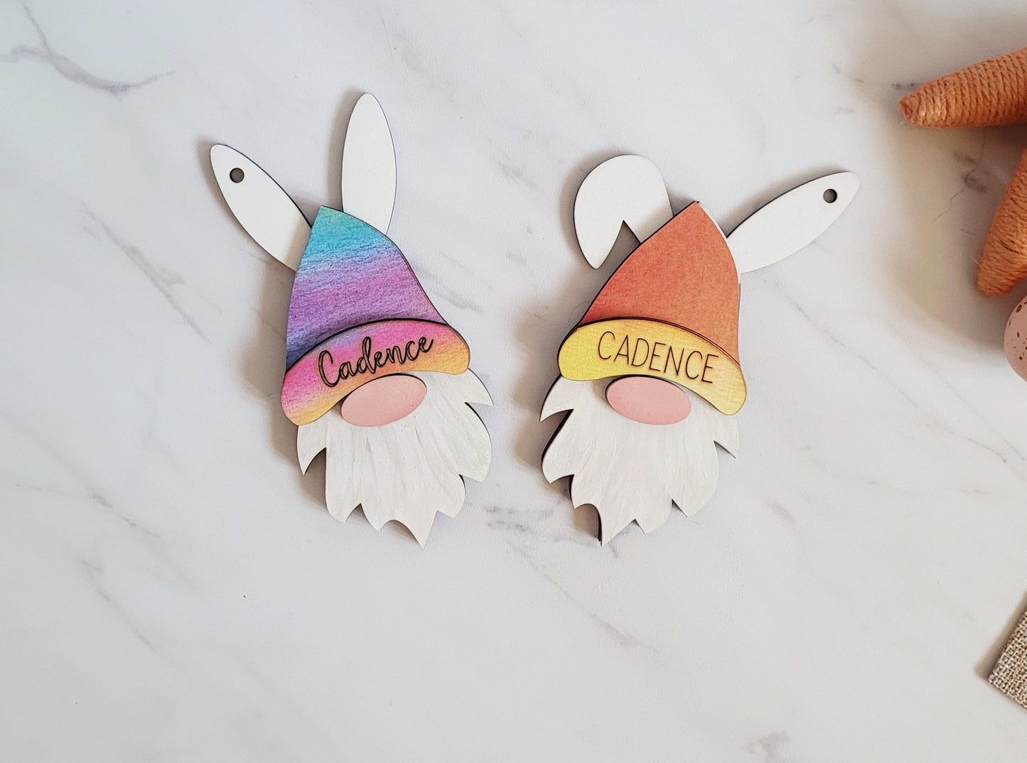 Bunny gnome Easter basket gift tag, Personalized and customizable hat.