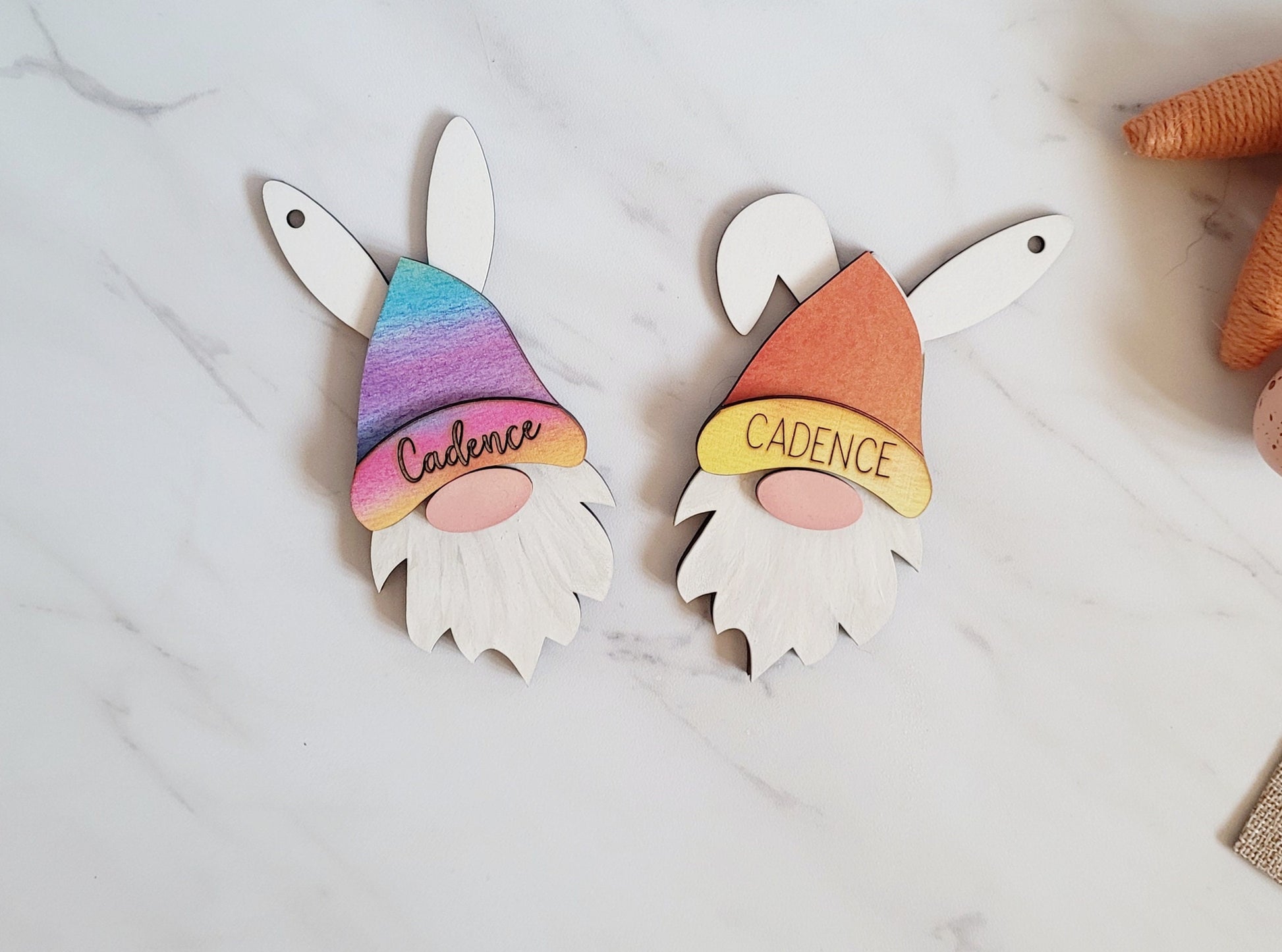 Bunny gnome Easter basket gift tag, Personalized and customizable hat.