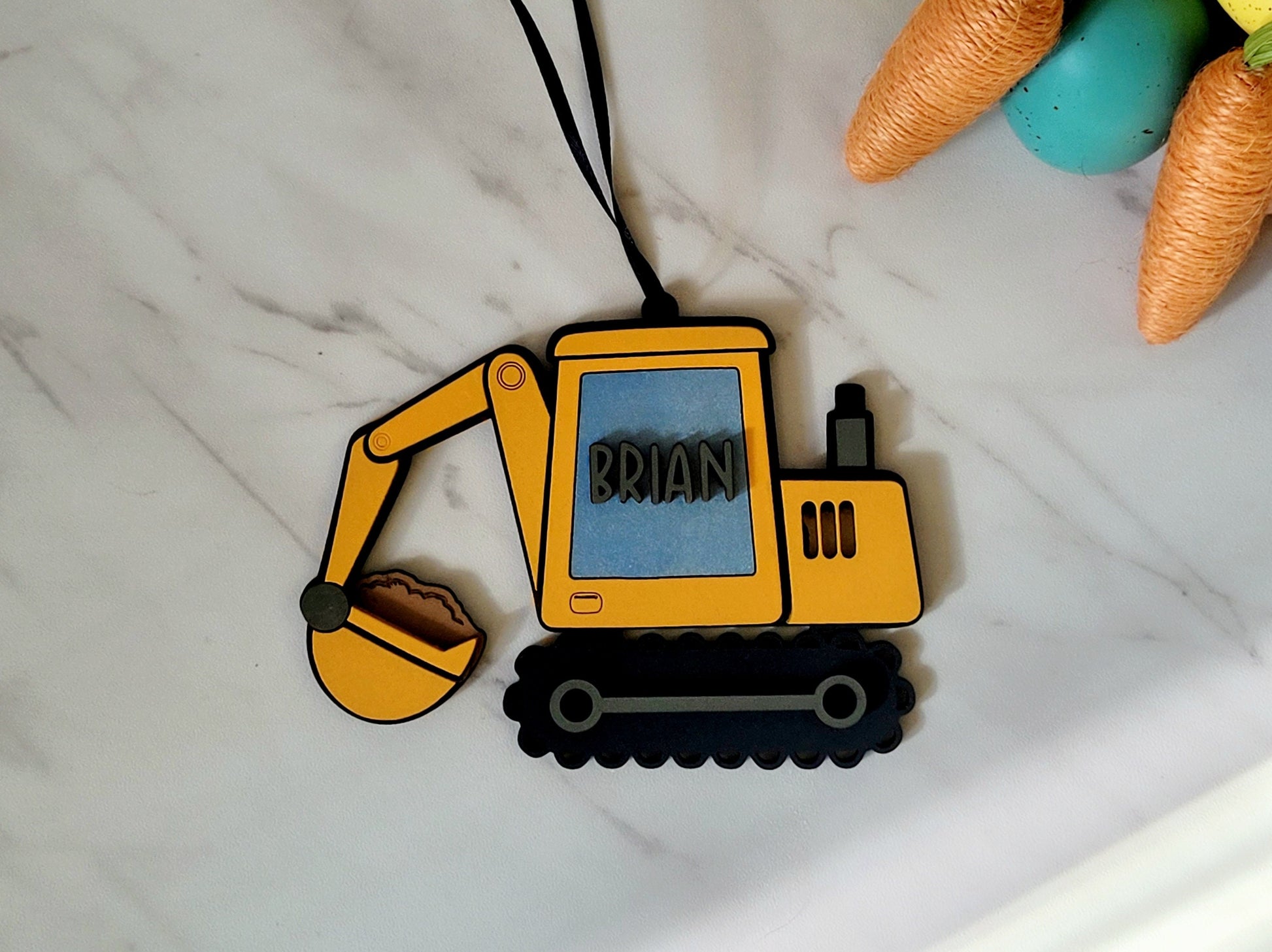 Excavator Easter basket name tag, Easter gift for boy.