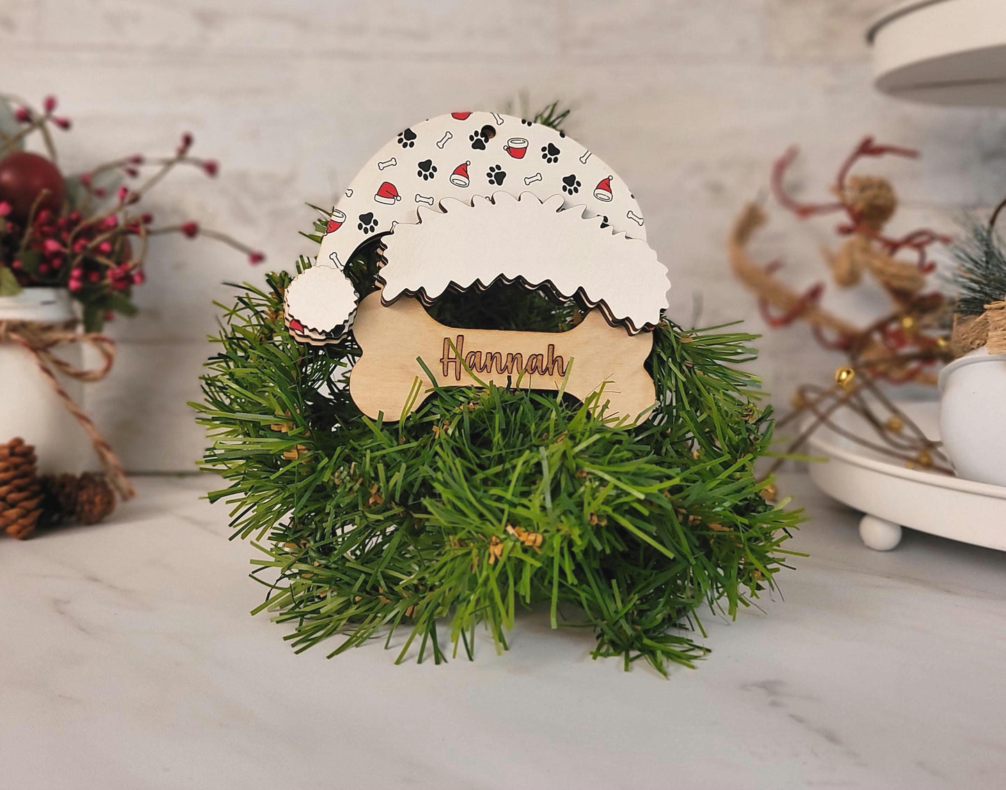 Dog Stocking tag, Custom and personalized Engraved name, laser cut pet lover Christmas gift.