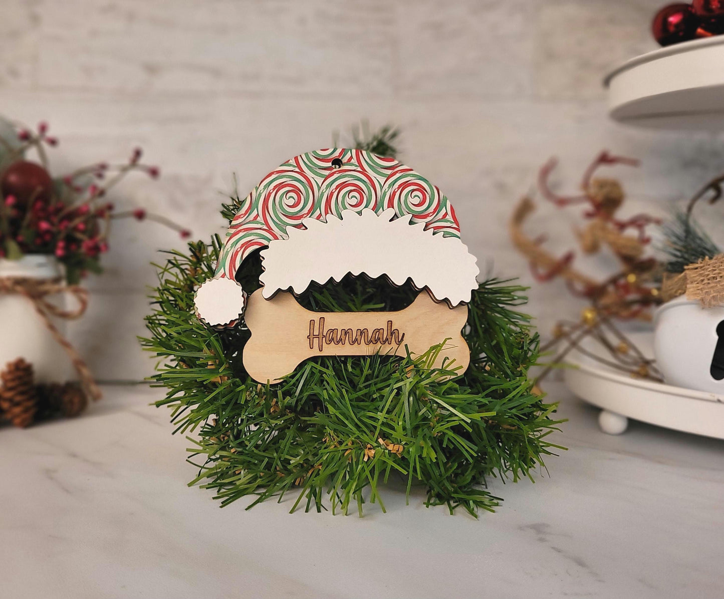 Dog Stocking tag, Custom and personalized Engraved name, laser cut pet lover Christmas gift.