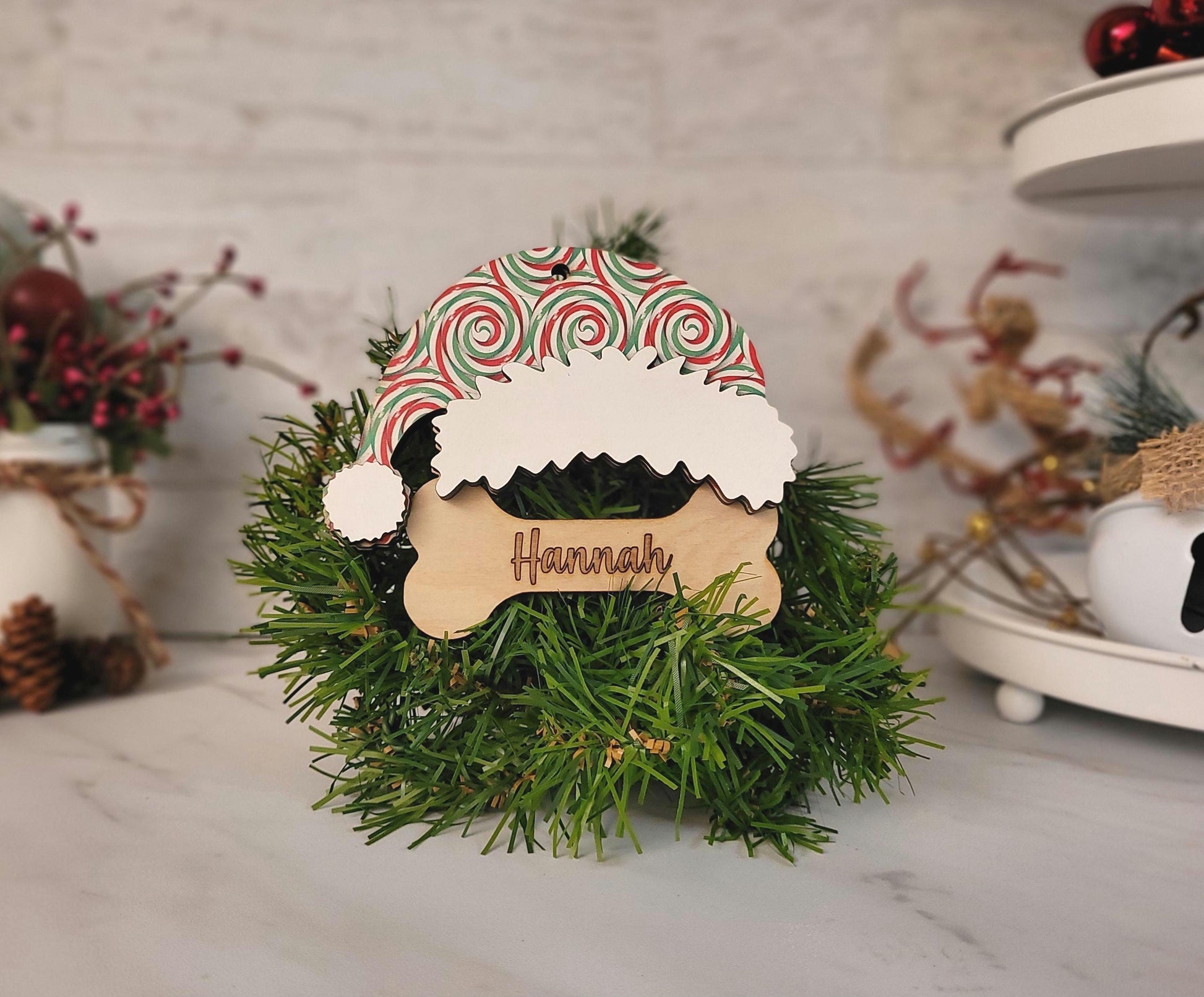 Dog Stocking tag, Custom and personalized Engraved name, laser cut pet lover Christmas gift.