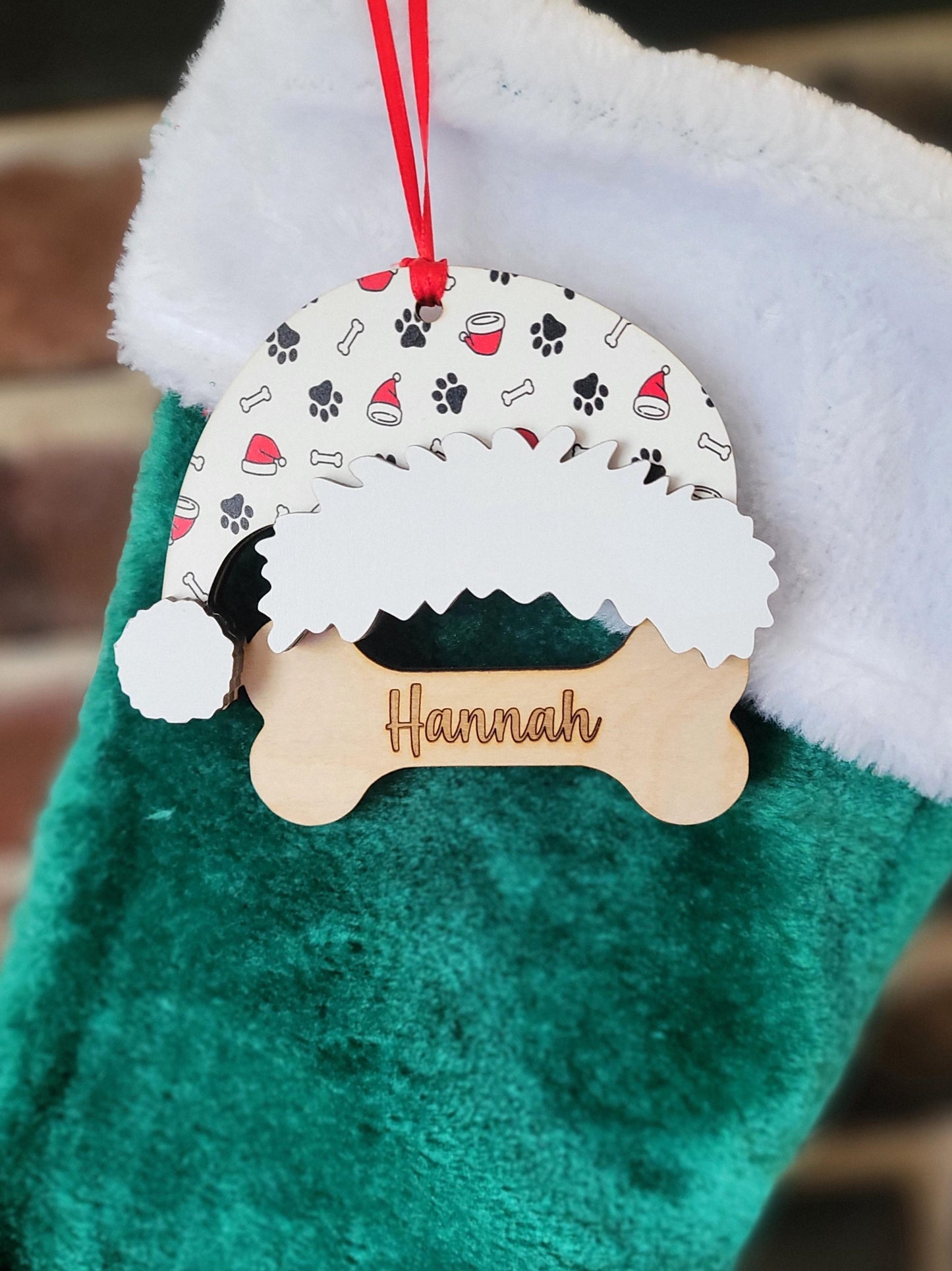 Dog Stocking tag, Custom and personalized Engraved name, laser cut pet lover Christmas gift.