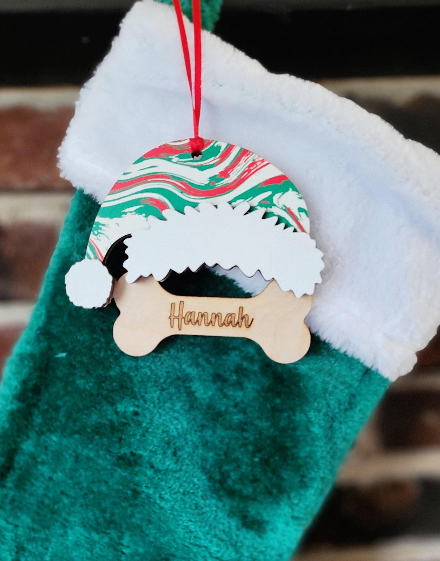 Dog Stocking tag, Custom and personalized Engraved name, laser cut pet lover Christmas gift.