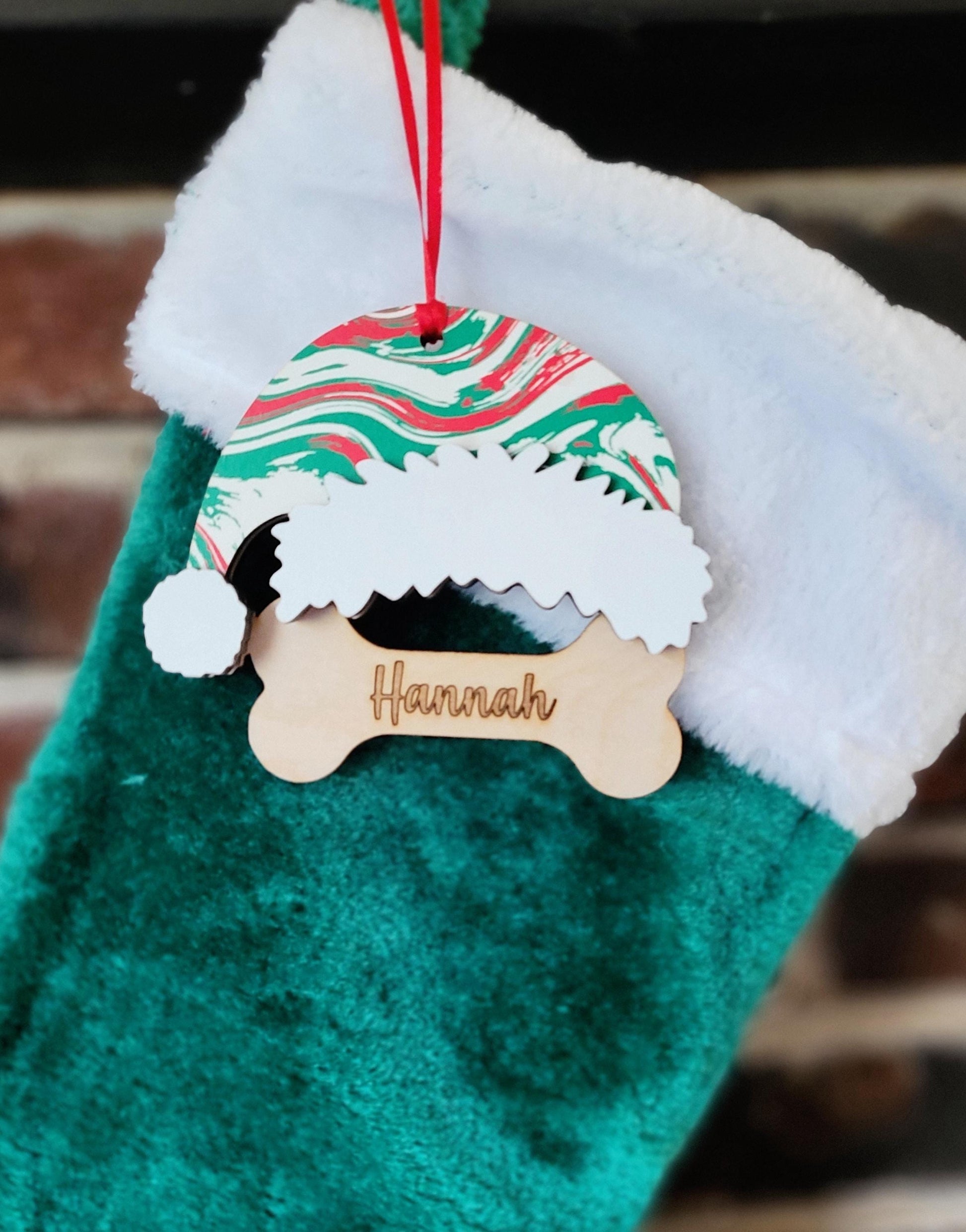 Dog Stocking tag, Custom and personalized Engraved name, laser cut pet lover Christmas gift.