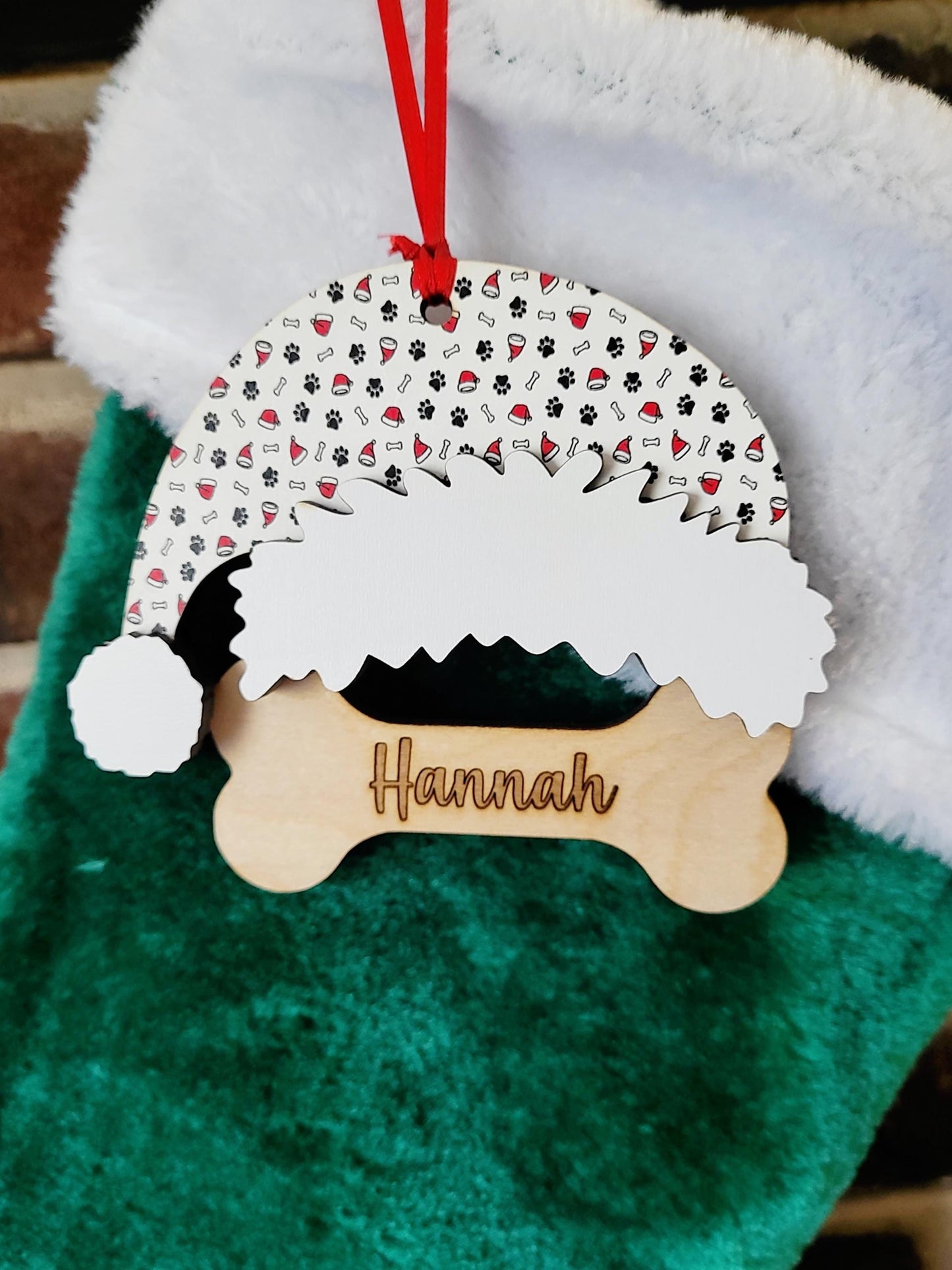 Dog Stocking tag, Custom and personalized Engraved name, laser cut pet lover Christmas gift.