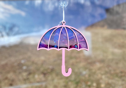 Umbrella Spring rain window suncatcher laser cut and ready file, SVG Instant digital download.