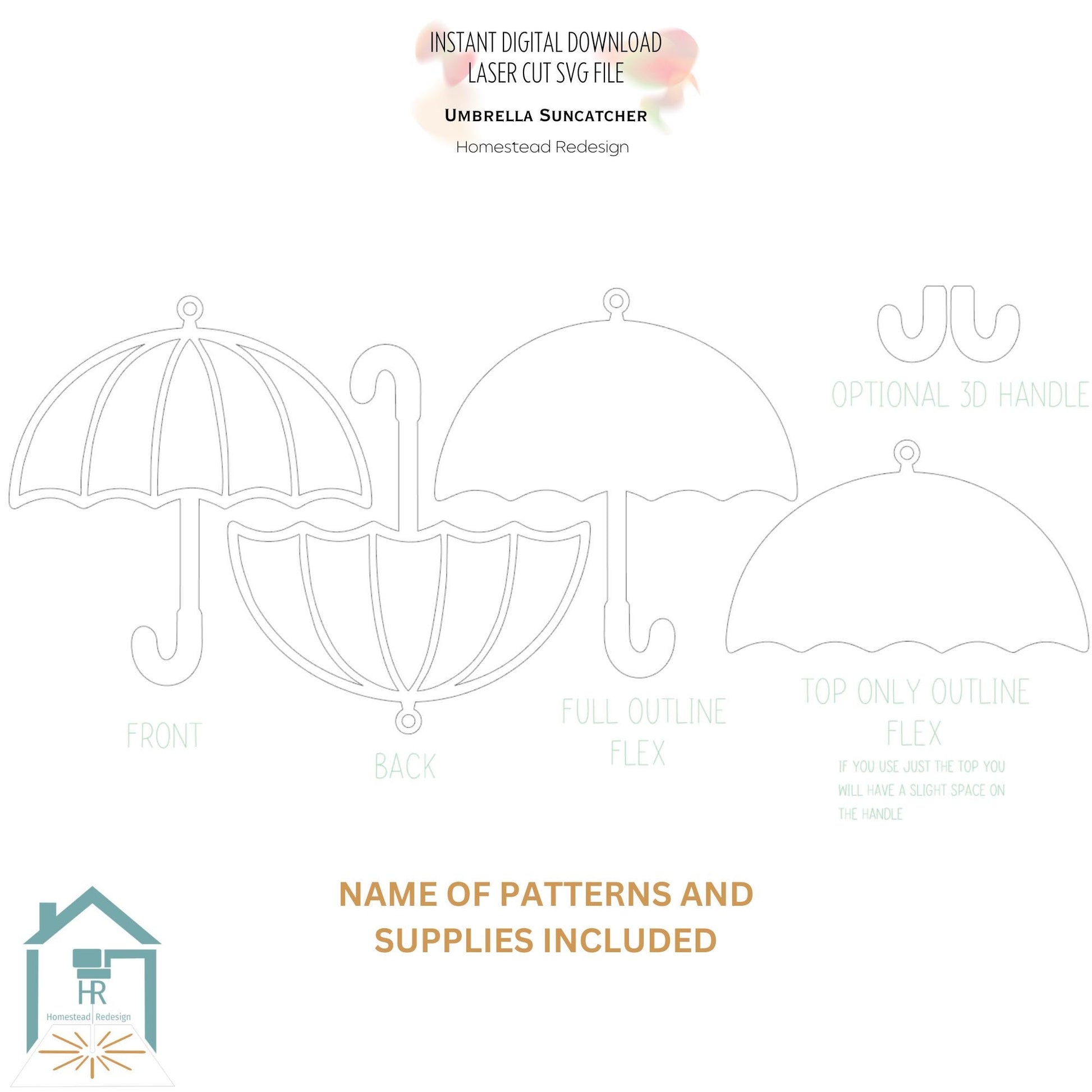 Umbrella Spring rain window suncatcher laser cut and ready file, SVG Instant digital download.