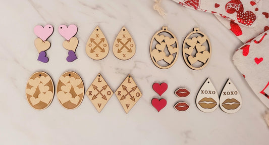 Valentine love Earring bundle, laser cut and ready file, SVG Instant digital download.