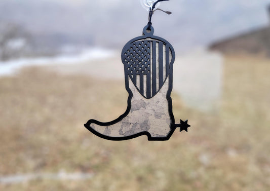 Western Boot Suncatcher Guitar pick flag. Laser ready cut file, unlimited Commercial use SVG Instant digital download.