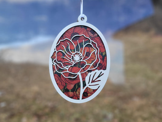 Poppy Flower Suncatcher SVG, Laser ready SVG file instant Digital download.