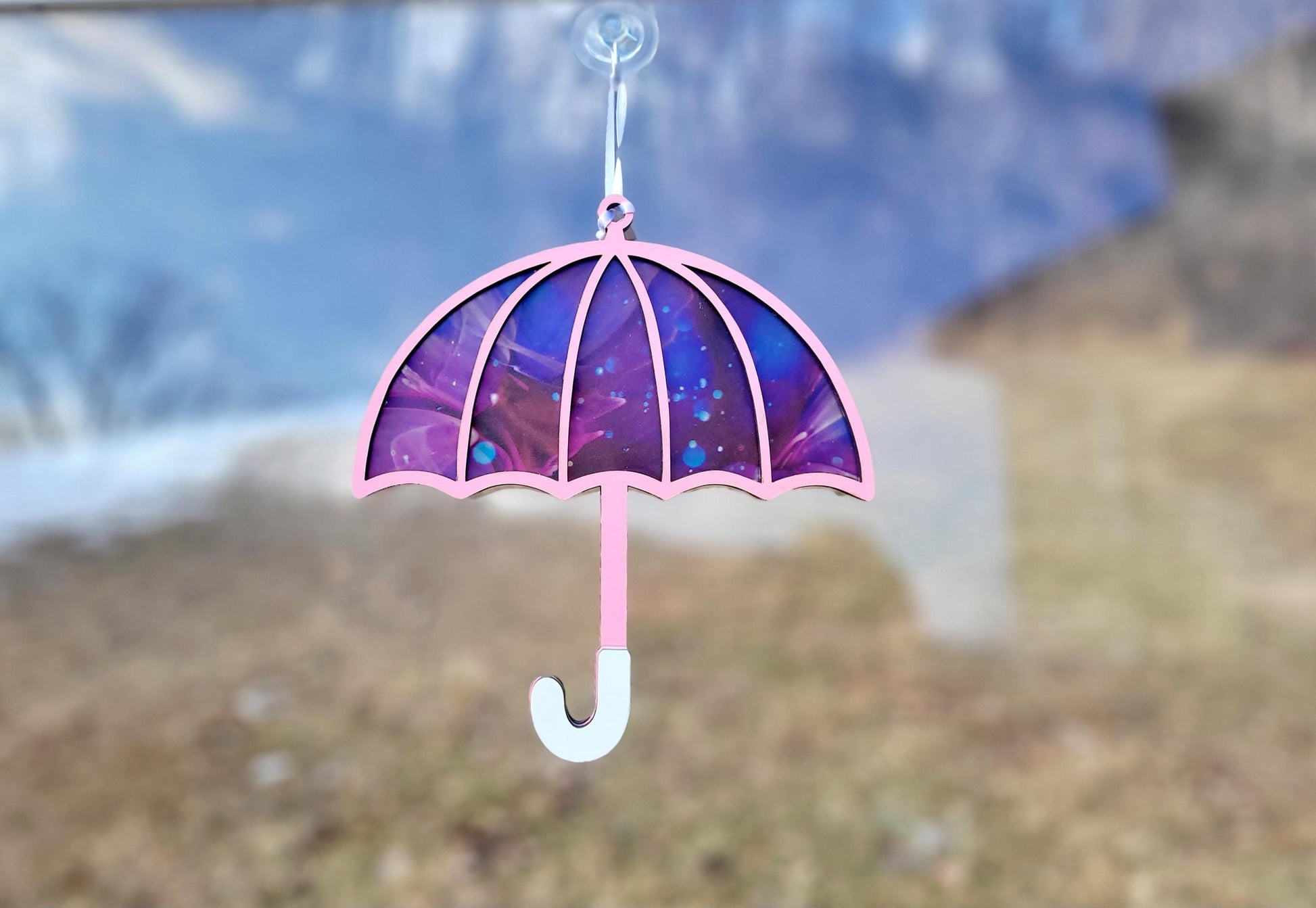 Umbrella Spring rain window suncatcher laser cut and ready file, SVG Instant digital download.