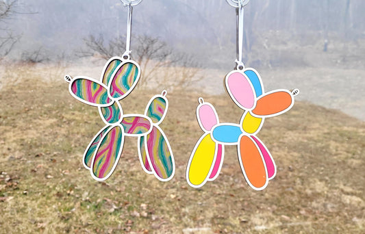 Balloon Dog window suncatcher laser ready cut file, SVG Instant digital download. 2 styles included basic and inlay. Clowncore, kidcore.