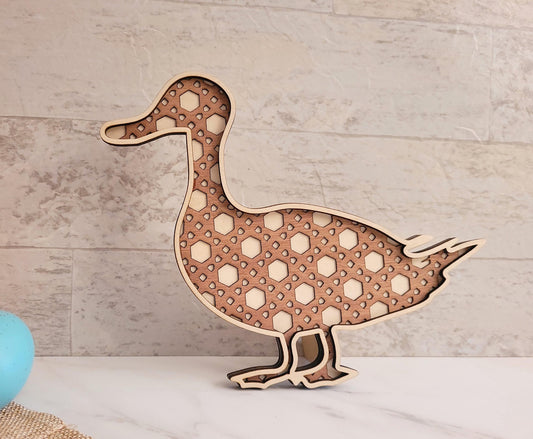 Rattan Duck shelf sitter SVG, laser ready, cut file, Instant digital download.