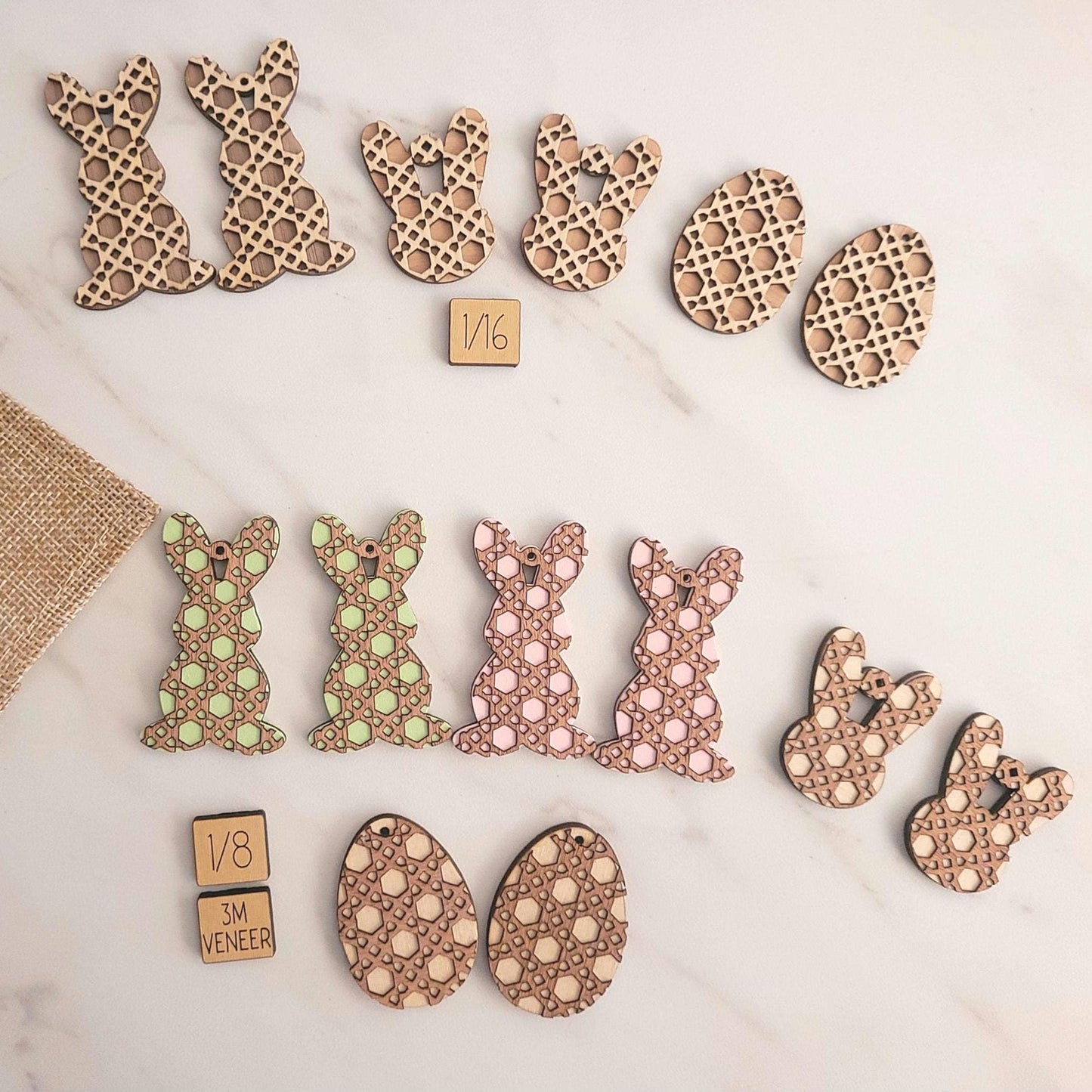 Rattan Pattern layered Easter Earring set. Laser ready cut file, SVG Instant digital download, small business commercial use.