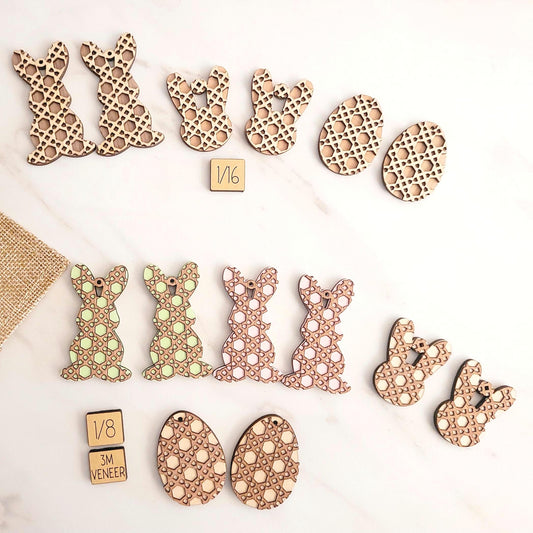 Rattan Pattern layered Easter Earring set. Laser ready cut file, SVG Instant digital download, small business commercial use.